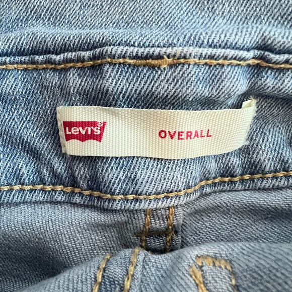 LEVIS BIG GIRLS GIRLFRIEND SEQUIN LIGHT WASH BLUE DISTRESSED OVERALLS SIZE 7 R - Picture 9 of 11